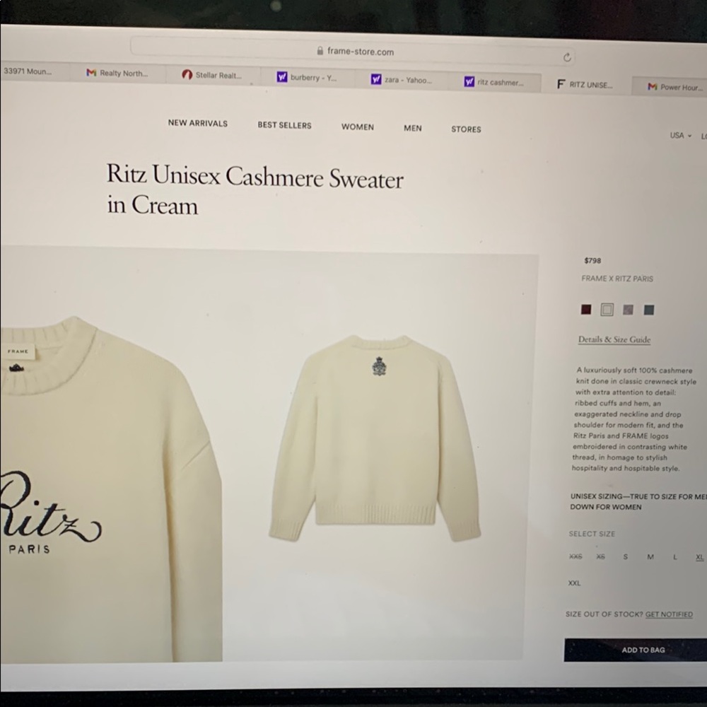 Unisex Cashmere Sweater in Cream